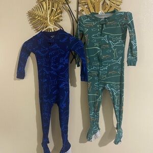 Carter's Shark Print Footies - Navy and Teal